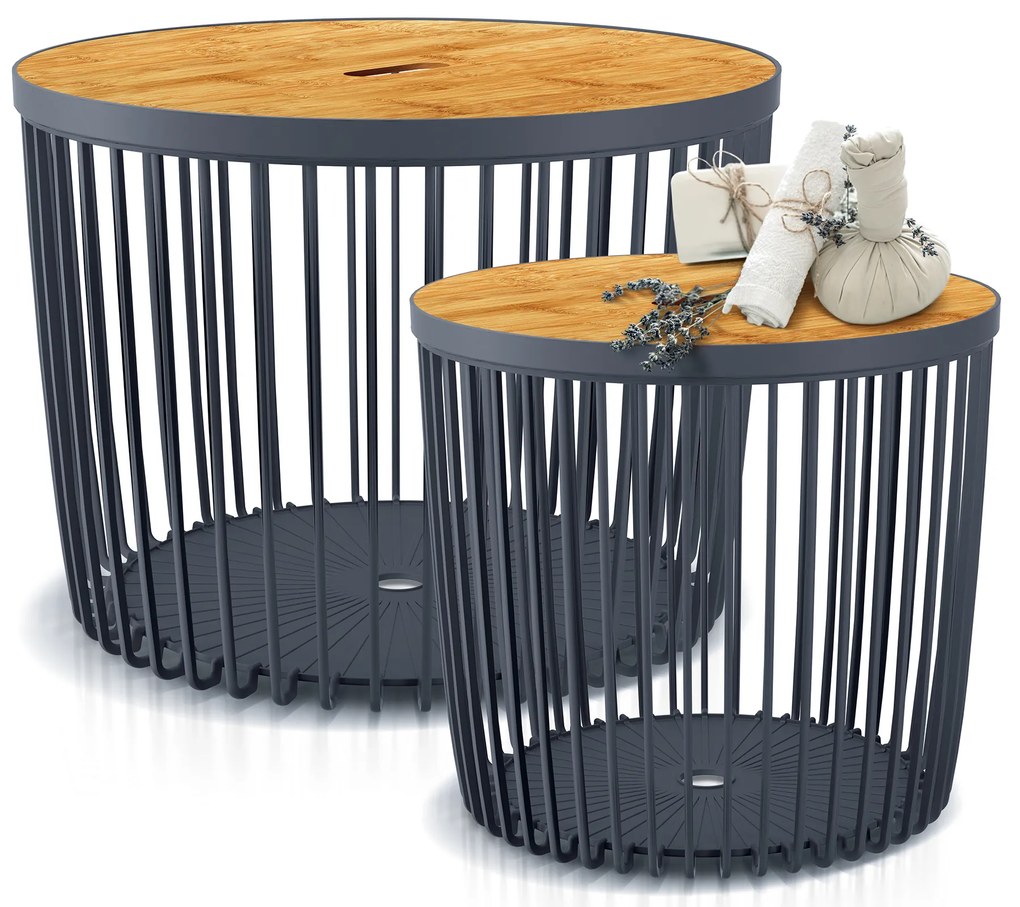 Zestaw 2 stolików z miejscem do przechowywania Clubo okrągły PROSPERPLAST