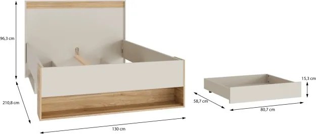 Łóżko młodzieżowe 120x200 cm z półką i szufladą Wexlin 1122