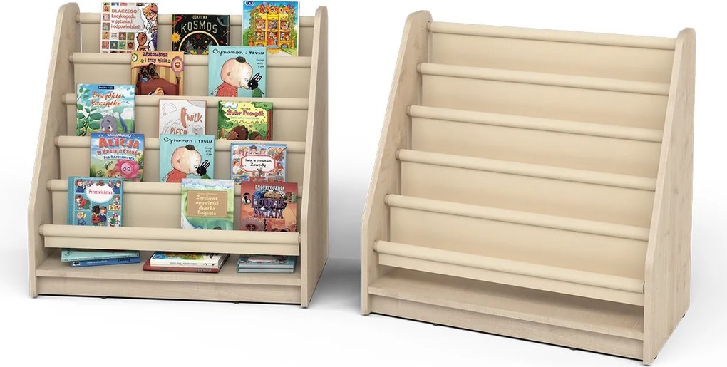Regał szkolny z półkami z tkaniny - biblioteczka Jaś