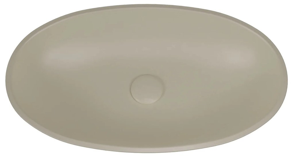 Umywalka nablatowa owalna z konglomeratu beżowa matowa 60 x 35 cm RONA beige Matt