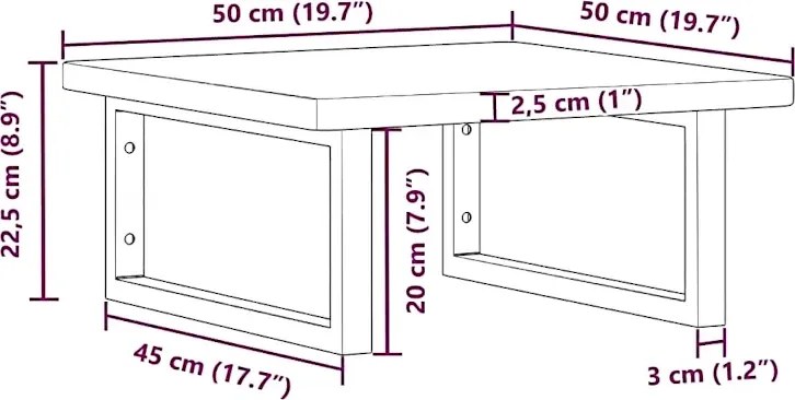 Jasnobrązowa półka białe uchwyty 50x50 - Bafo