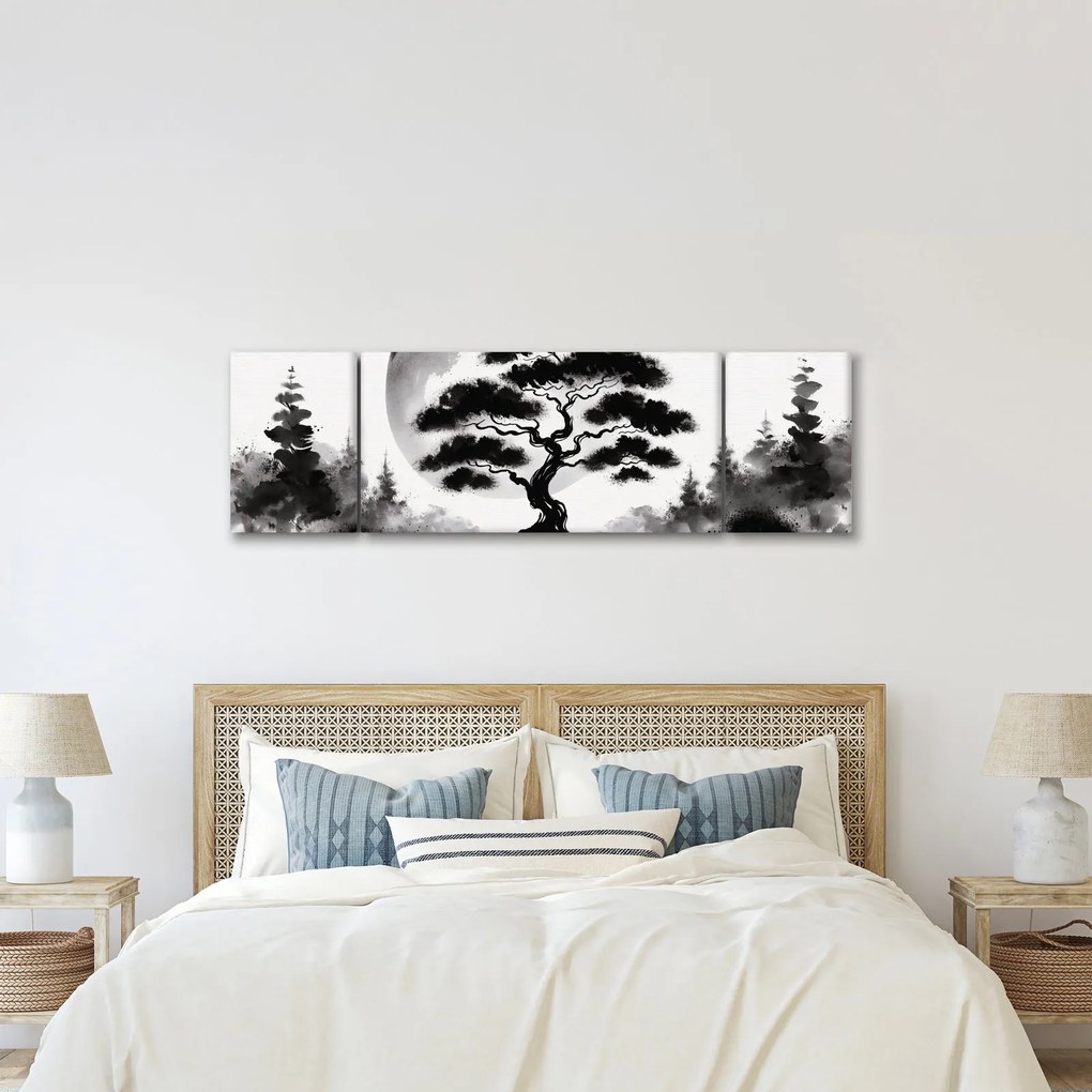 Obraz – Czarno-biały bonsai (170x50 cm)