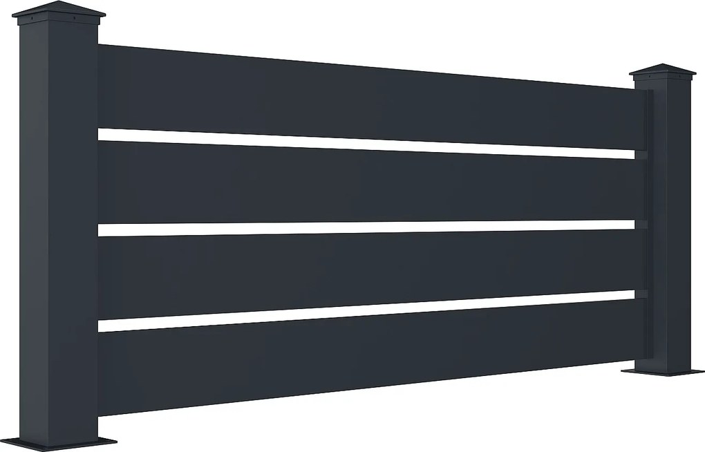 Ogrodzenie stałe z prześwitem wys. 80,3 x szer. 188,6 cm z antracytowego aluminium - PRIMO