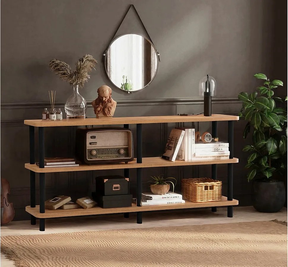 Regał – 150 cm – sosna czarna i atlantycka – płyta wiórowa pokryta melaminą