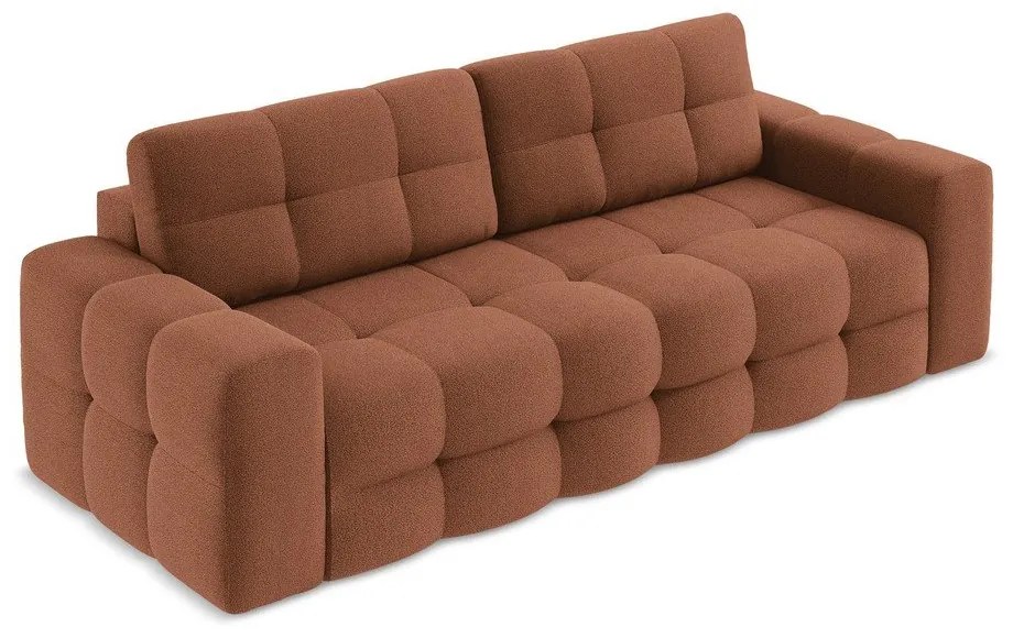 Rozkładana sofa z materiału bouclé w kolorze terakoty 255 cm Milu – Makamii