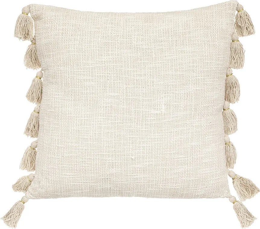 Dekoracyjna Poduszka Biała Iwory 50x50cm z Pomponami