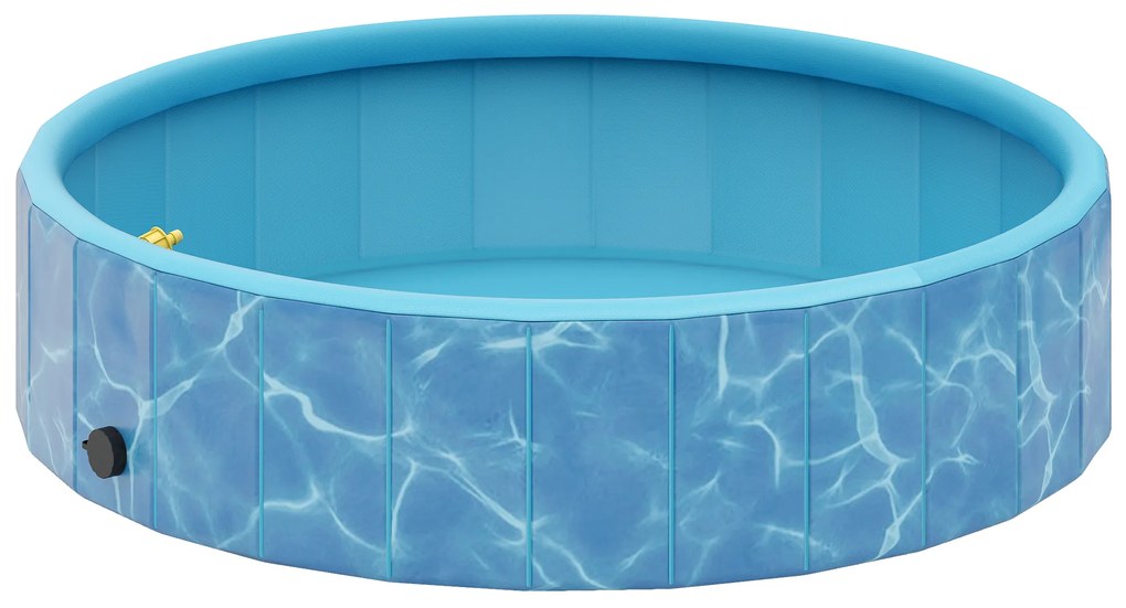 PawHut Składany Basen dla Psów z Fontanną i Poduszką Wodną Ø120 x 30 cm Niebieski