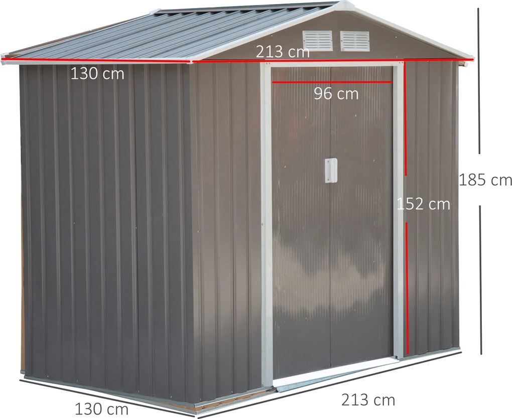 Outsunny szopa na narzędzia z fundamentem metalowy domek ogrodowy żółty 213x130x185 cm praktyczne przechowywanie narzędzi | Aosom PL