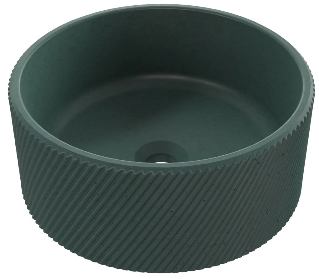 Umywalka betonowa nablatowa okrągła bez otworu na baterię 37 cm VIJA | różne kolory : Kolor - Oliwkowy