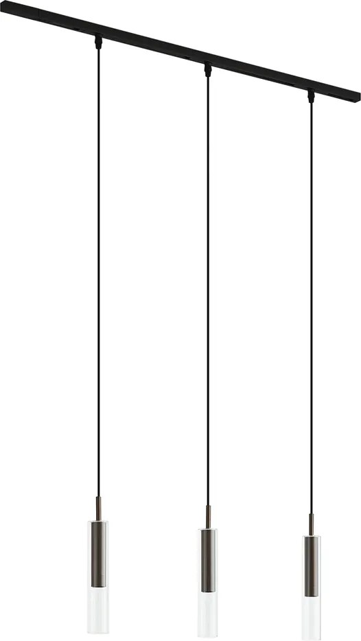 Nowoczesny system szynowy czarny z 3 lampami wiszącymi ciemny brąz 1-fazowy - Slimline Loyce