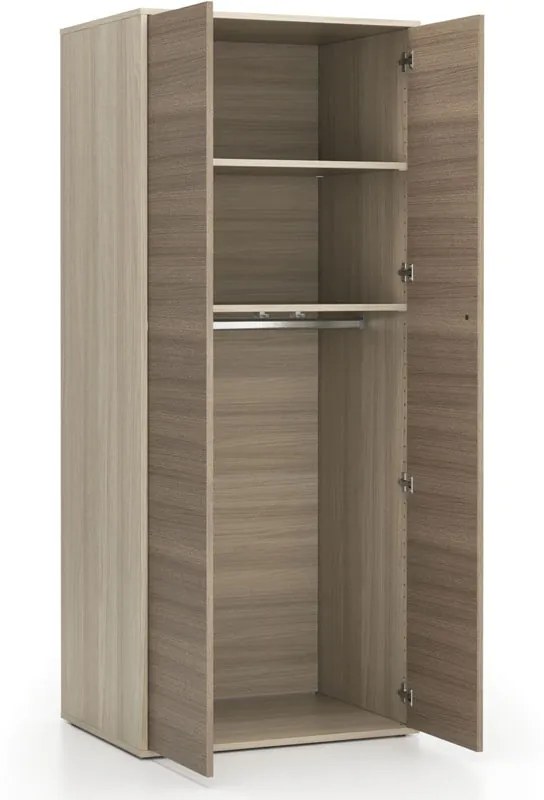 Szafa ubraniowa biurowa LAYERS, drążek do szafy, 800 x 600 x 1905 mm, dąb naturalny / dąb bejcowany