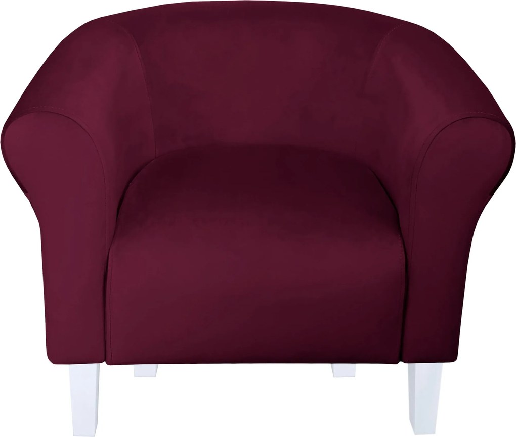 Fotel Milo tkanina Welur wygodny fotel tapicerowany do salonu i sypialni : Kolor nogi - Biała, Kolor tkaniny - VELVET - MG02, Wysokość nogi - 15 cm