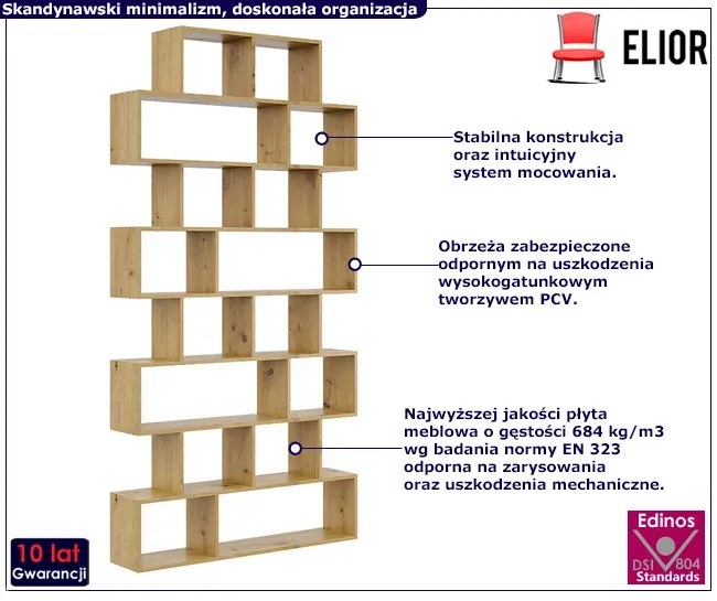 Skandynawski regał wiszący lub stojący w kolorze dąb artisan Miren 3X