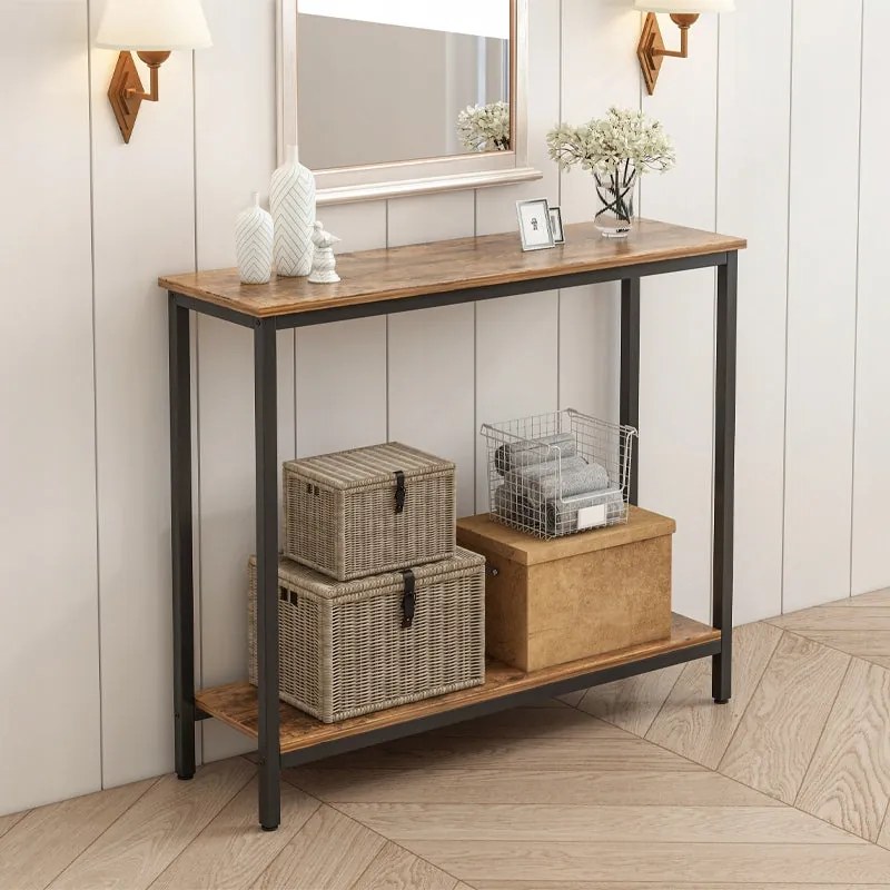 Regał z półką – styl loft industrialny, rustykalny brąz, szafka 100 cm