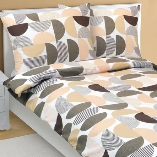 Bellatex Pościel flanelowa Półokrąg brązowy, łososiowy, 140 x 220 cm, 70 x 90 cm, 140 x 220 cm, 70 x 90 cm