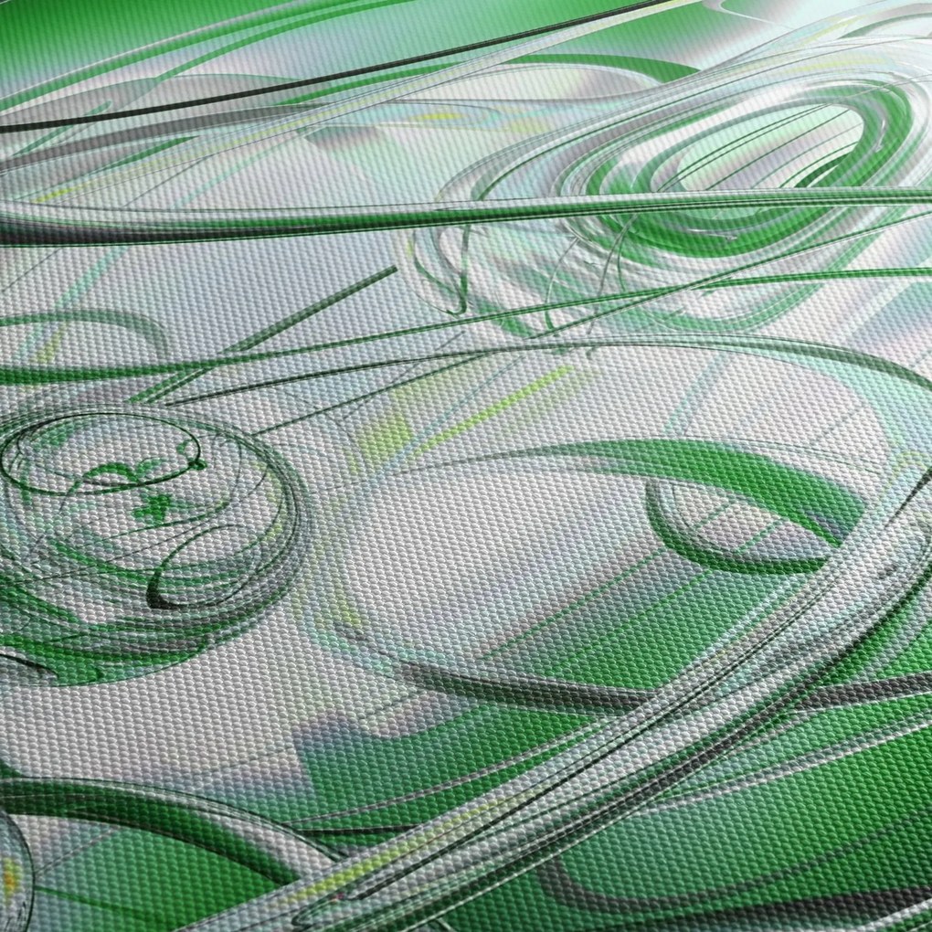 Zielony abstrakcyjny obraz (z zegarem) (90x30 cm)