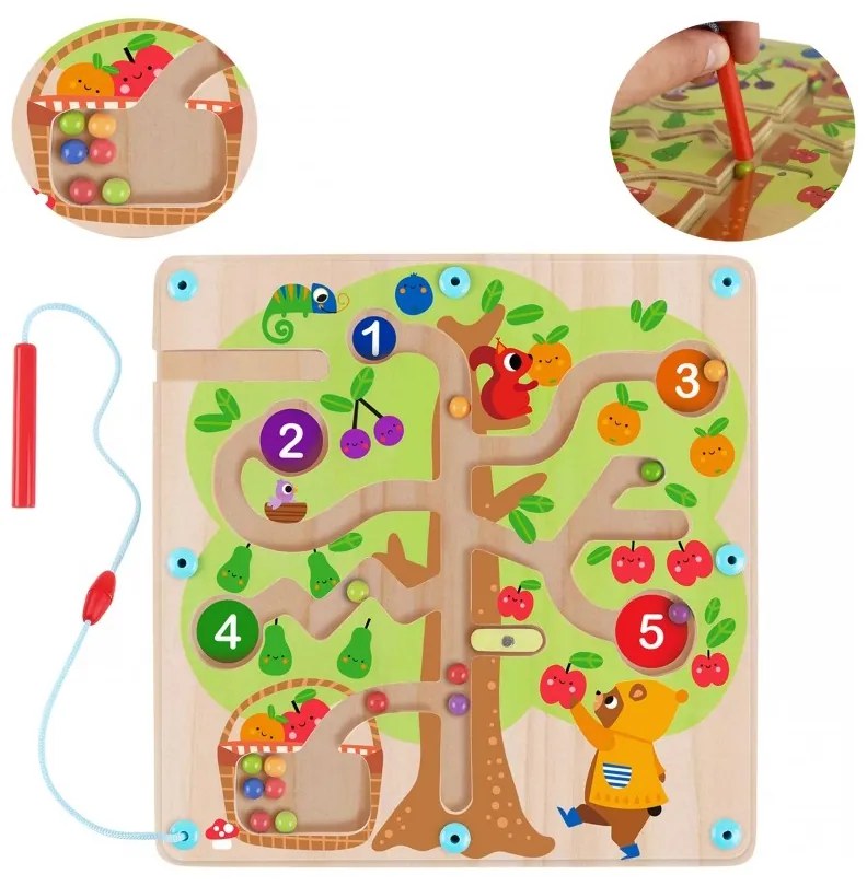 Tooky toy labirynt drzewko owocowe magnetyczne nauka liczenia
