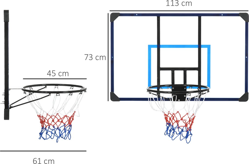 SPORTNOW Kosz Koszykówka Tablica Montaż Ścienny Outdoor Stalowa Trwała do Domowego Użytku | Aosom PL