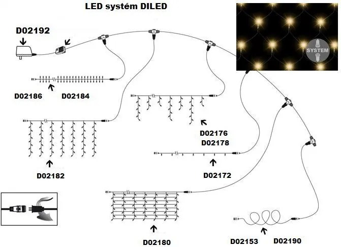 diLED świetlna sieć - 100 LED, biała ciepła