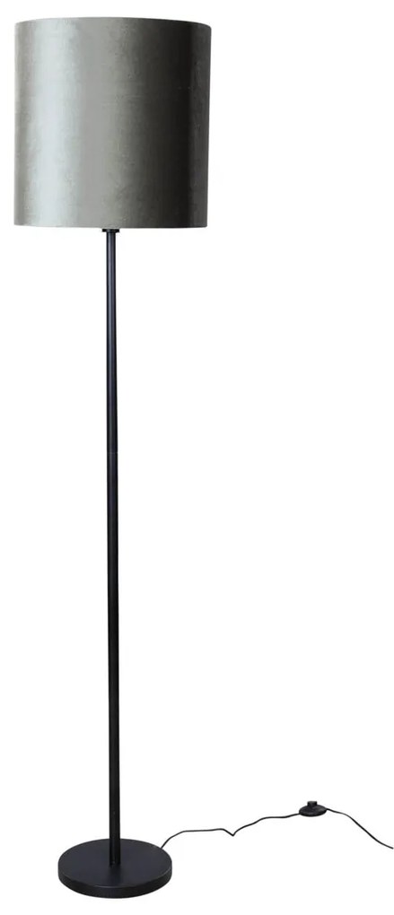 Lampa podłogowa czarna z zielonym aksamitnym abażurem 40 cm - Simplo