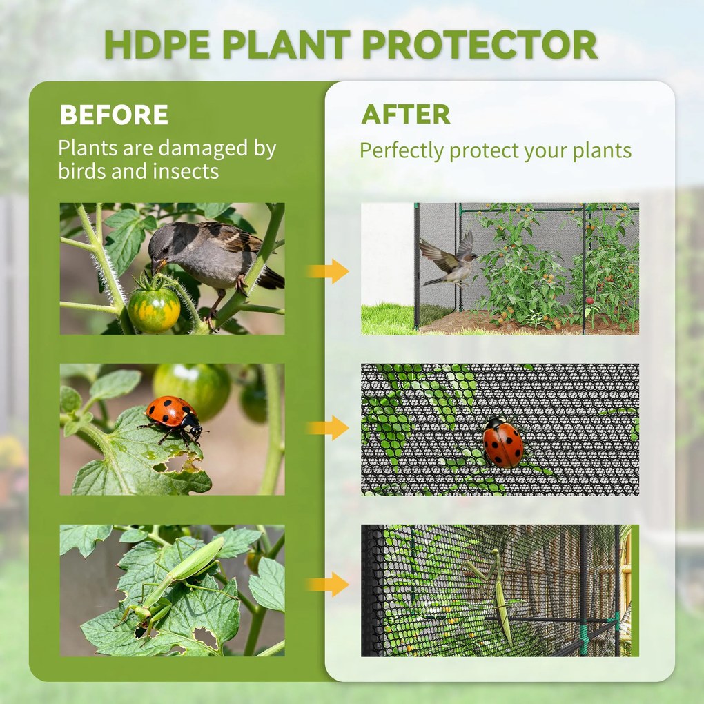 Outsunny Klatka na owoce, siatka ochronna z drzwiami na zamek błyskawiczny, ochrona przed ptakami, owadami i małymi zwierzętami, czarna | Aosom PL