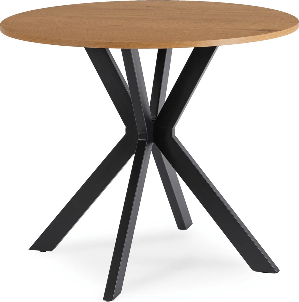 Okrągły stół w stylu industrialnym Lauren 80 cm, dąb złoty/czarny