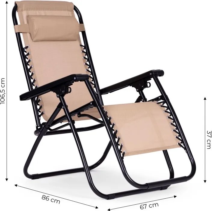 Składany leżak ogrodowy, tarasowy Rimini 009, beżowy