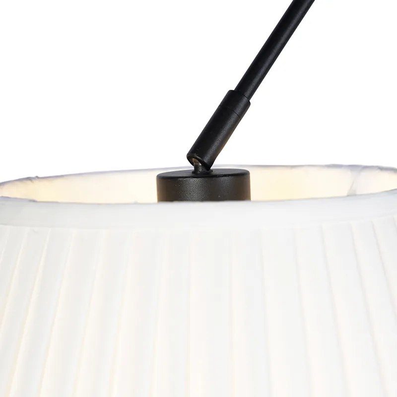 Lampa wisząca czarna z plisowanymi abażurami kremowymi 35 cm 2-światła - Blitz klasyczny/Antyczny Oswietlenie wewnetrzne