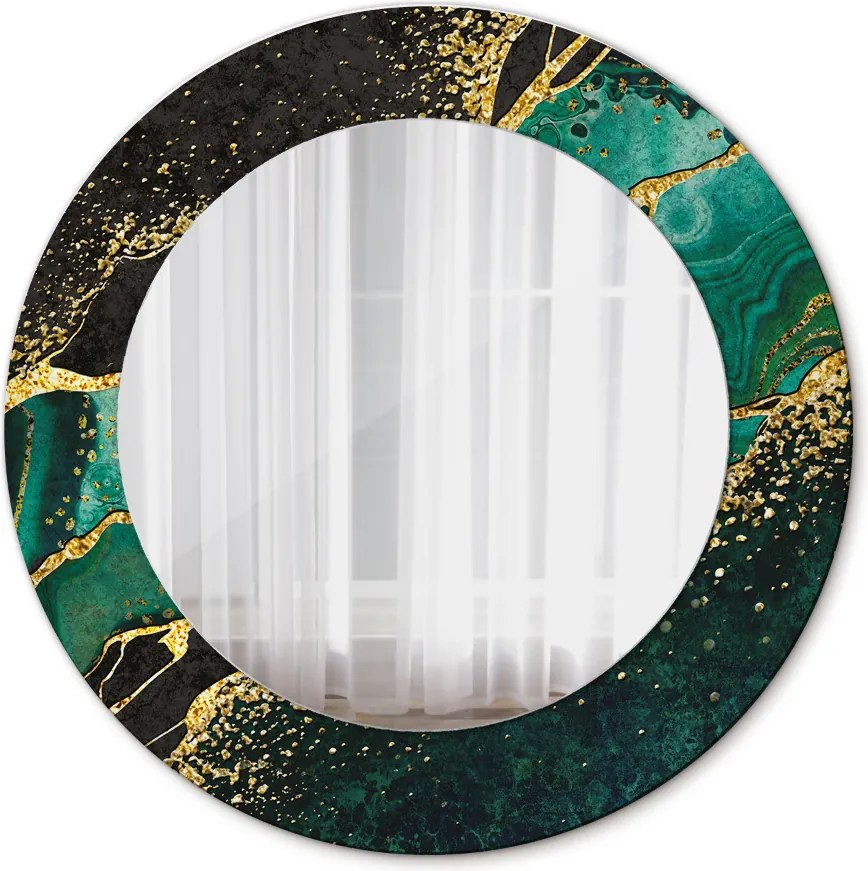 Lustro z nadrukiem okrągłe Marmurowa zieleń
