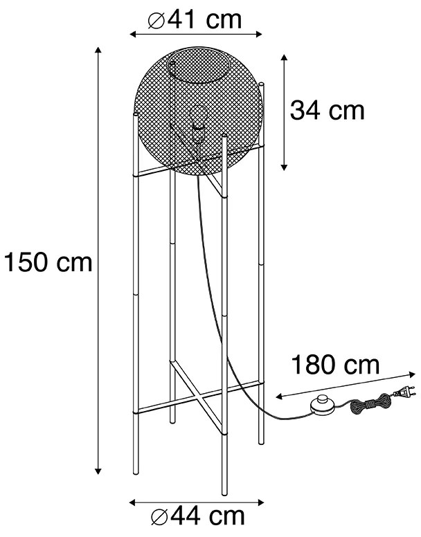 Nowoczesna lampa podłogowa czarna - Mesh Ball Nowoczesny Oswietlenie wewnetrzne