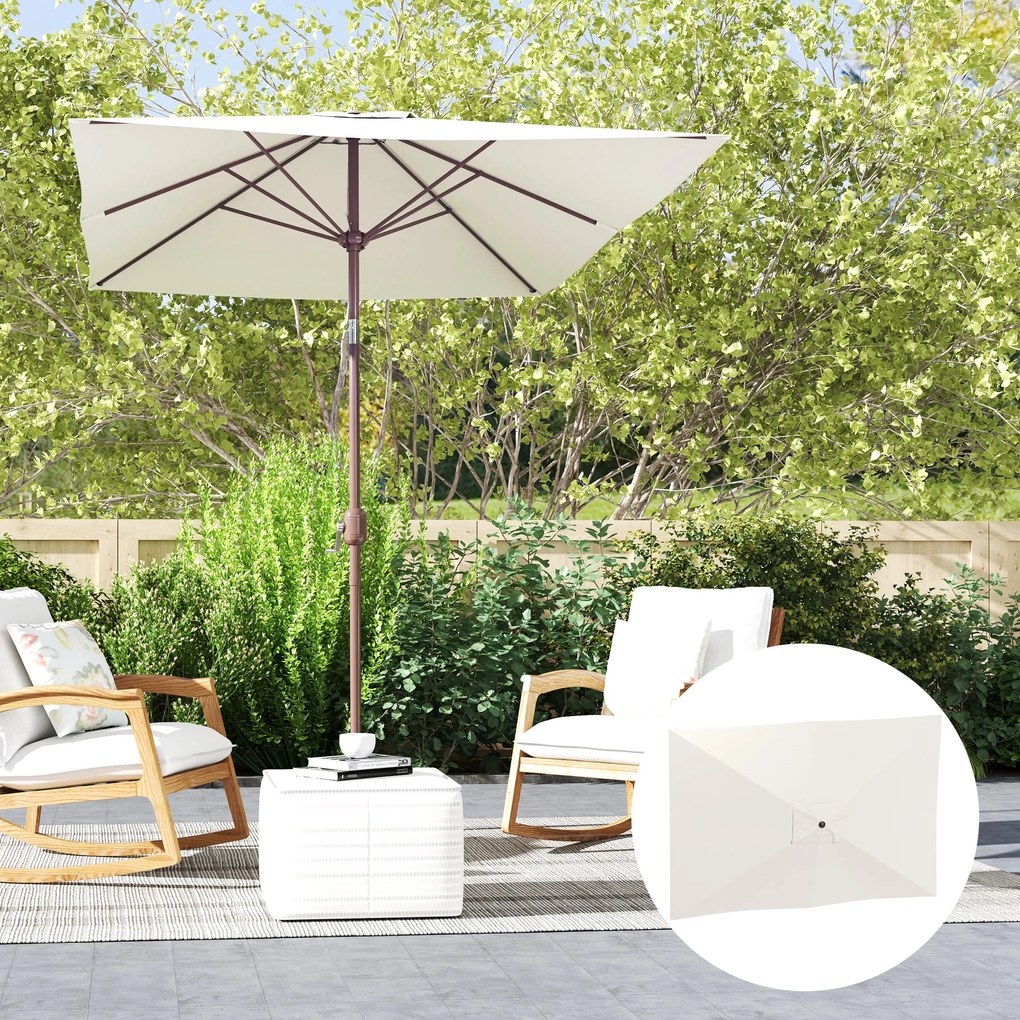 Outsunny Pokrowiec zamienny na parasol 2 x 3 m 6 żeber UV50+ &amp; wodoodporny Pokrycie parasola tarasowego | Aosom PL