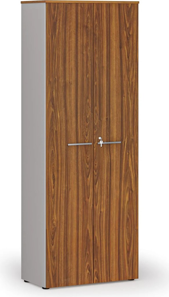 Szafa biurowa z drzwiami PRIMO GRAY, 800 x 420 x 2128 mm, szary/orzech