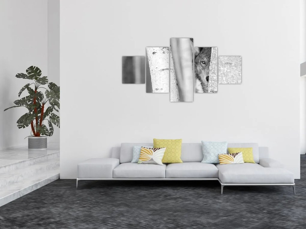 Obraz - Wilk w lesie (125x70 cm)