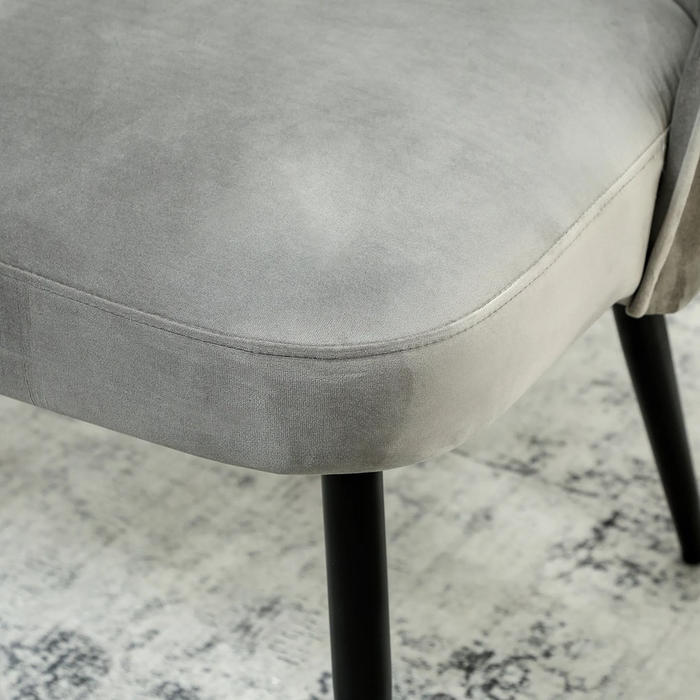 HOMCOM 2-osobowa sofa, nowoczesna tapicerowana kanapa z metalowo-drewnianą ramą, tapicerka o welurowym wyglądzie, Grau