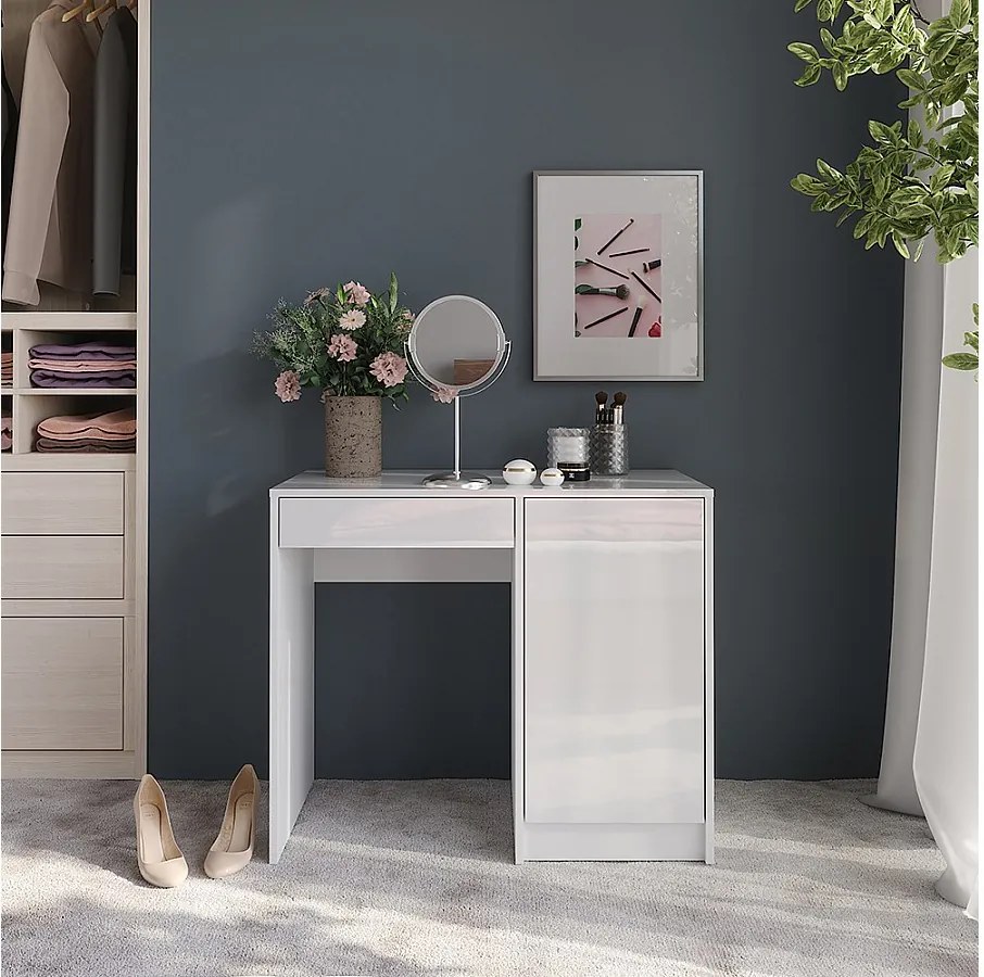 Stół do toalety biały/biały wysoki połysk 89.8x50.1x76 sherry