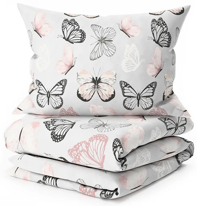 PrzytulneMieszkanie.pl PrzytulneMieszkanie.pl Pościel z mikrofibry MY BUTTERFLY jasnoszara Rozmiar pościeli: 2 szt 70 x 90 cm | 200 x 220 cm