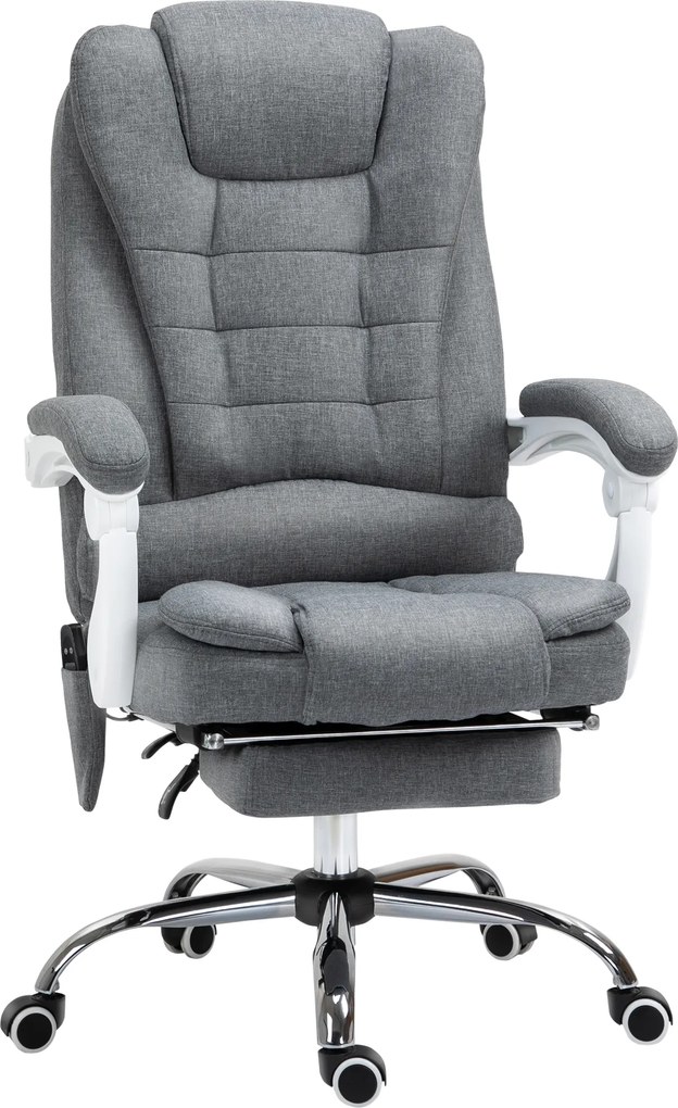 Vinsetto Fotel biurowy ergonomiczny z masażem 6 punktów wibracyjnych obrotowy 360 stopni szary | Aosom PL