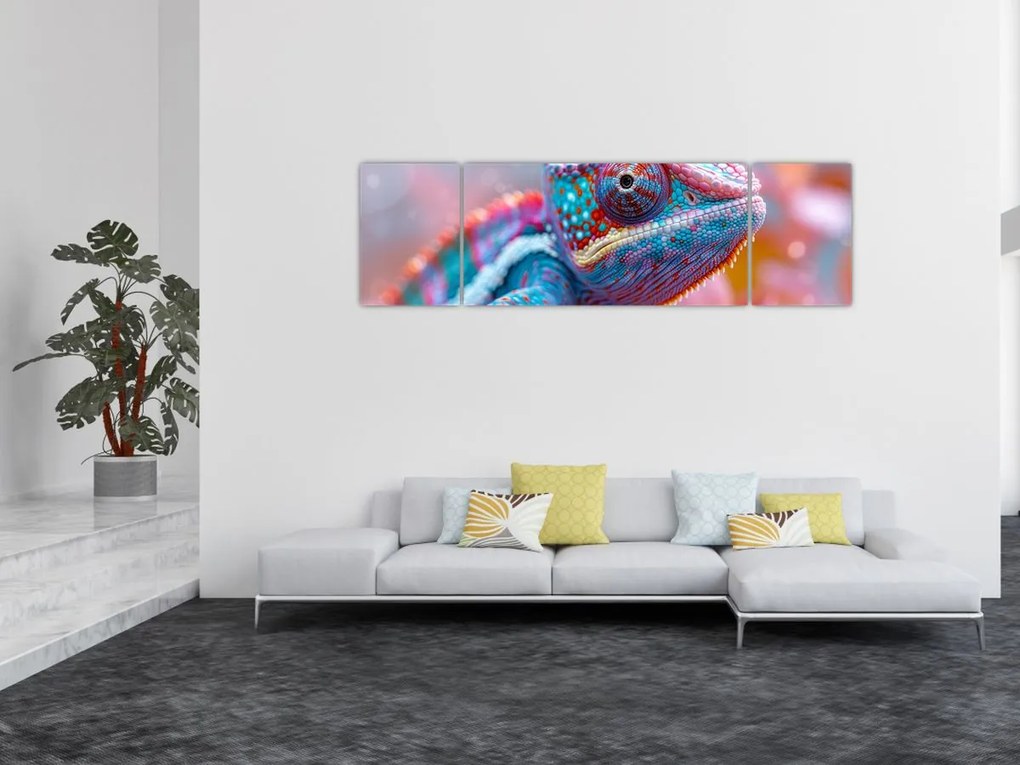 Obraz - Kolorowy kameleon (170x50 cm)
