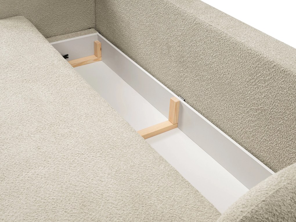 Masseno Sofa AMICO z funkcją spania i pojemnikiem na pościel, Rozkładana sofa - Beżowy, ABRIAMO 3