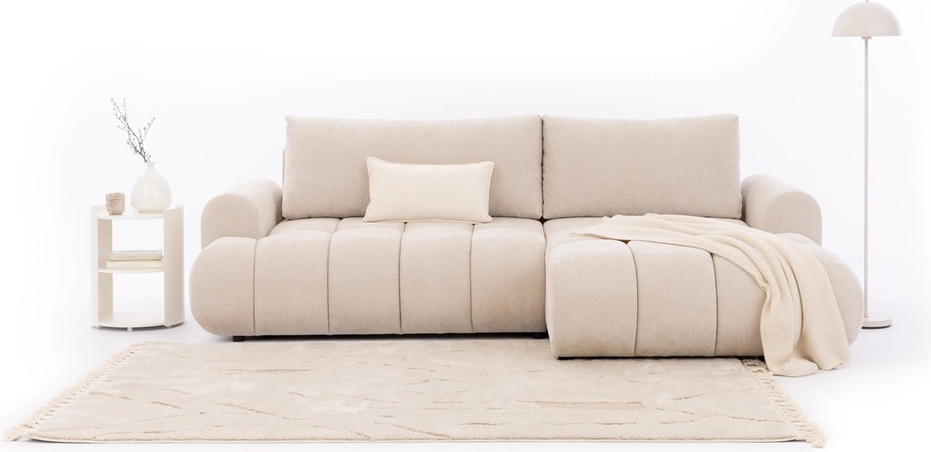 Narożnik Lutario Mini z funkcją spania prawostronny - beżowa plecionka hydrofobowa Venice 2026