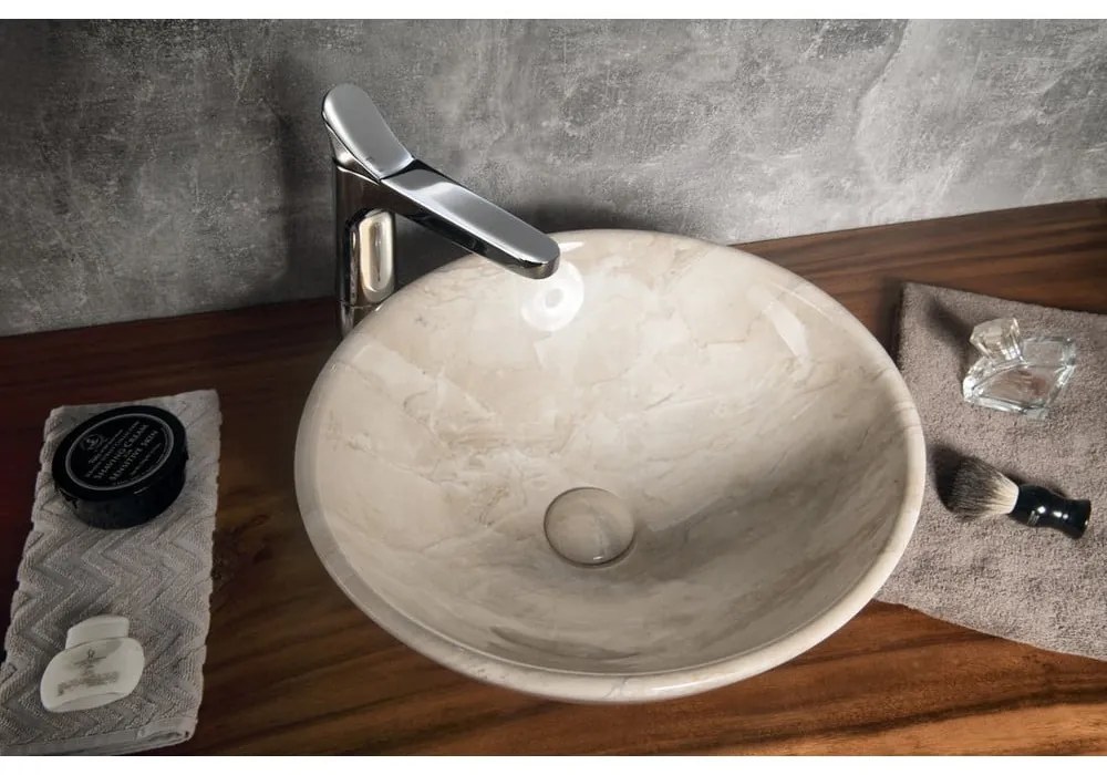 Beżowa ceramiczna okrągła umywalka ø 42 cm Dalma – Sapho