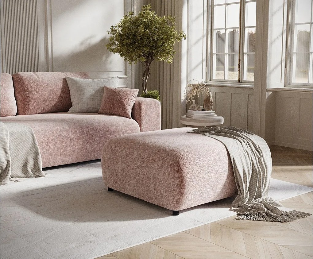 Puf w tkaninie szenilowej Zanzibar - 88x88 cm - różowy