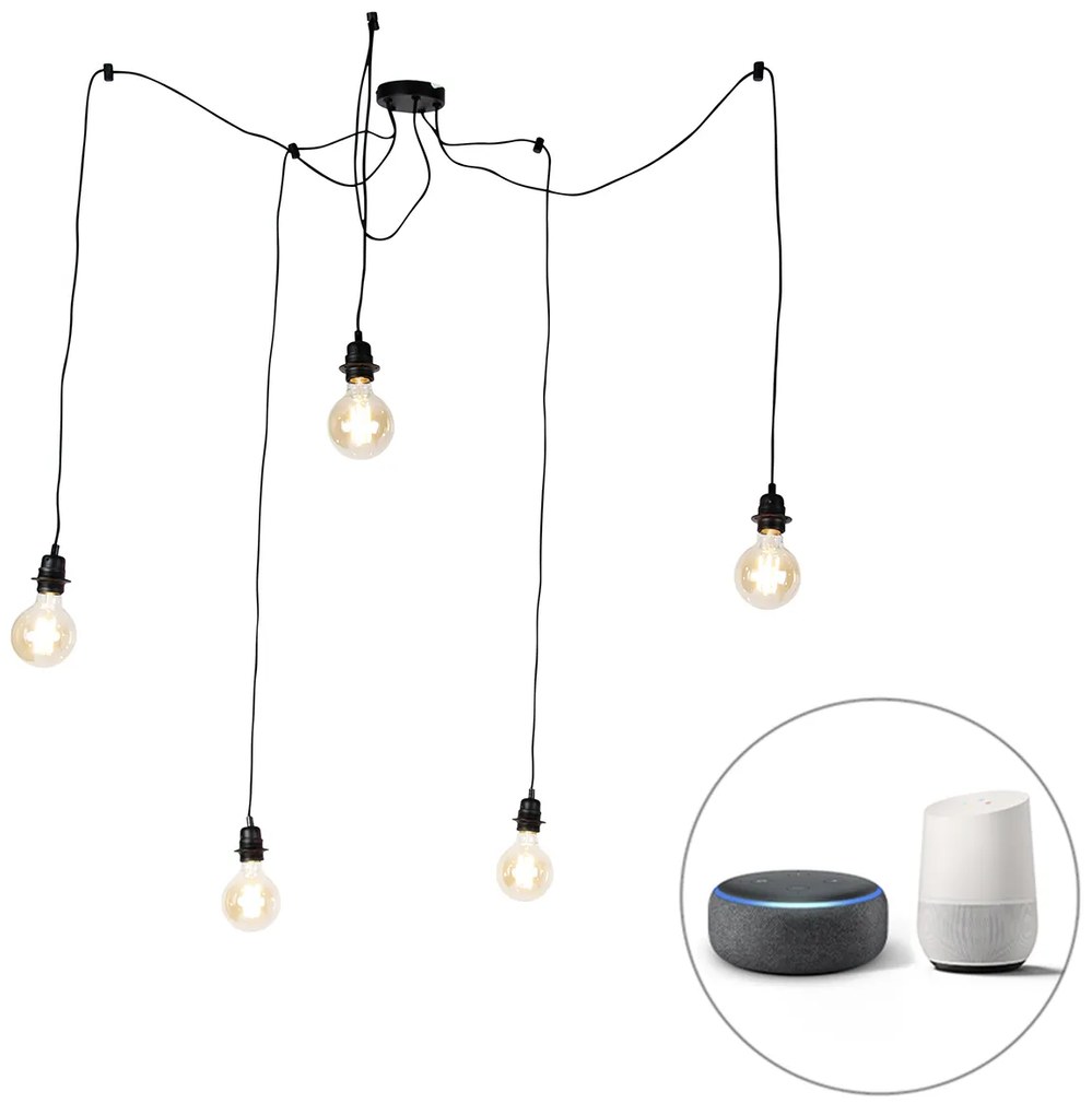 Inteligentna lampa wisząca czarna 5-punktowa w tym WiFi G95 - Cava Nowoczesny Oswietlenie wewnetrzne