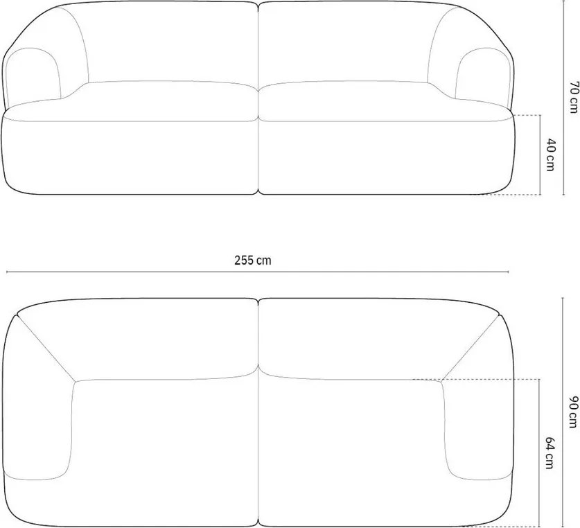 Ciemnoszara sztruksowa sofa 255 cm Campi – Cosmopolitan Design