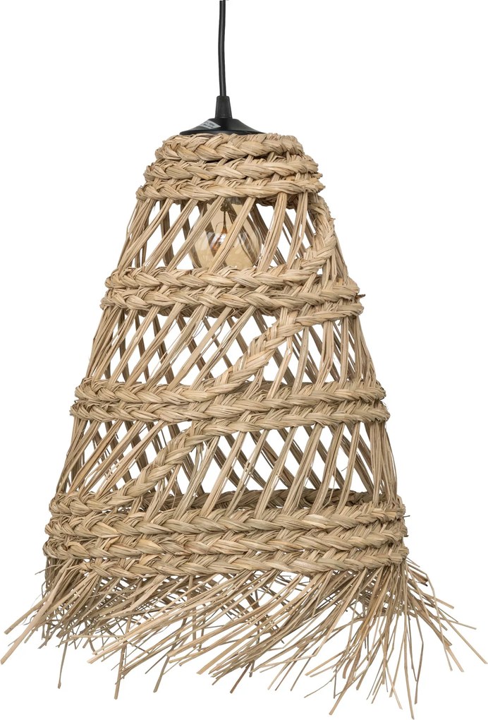 Lampa boho wisząca z plecionki ze słomy LAHYS, Ø 28 cm