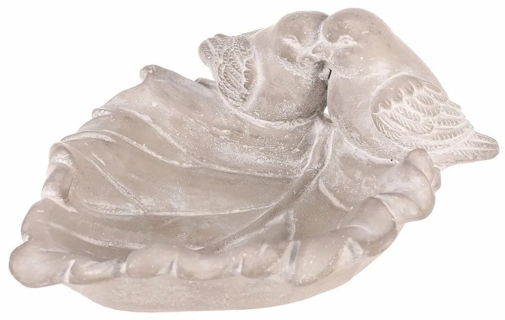 Betonowy karmnik dla ptaków Leaf, szary, 21 x 17 x9 cm