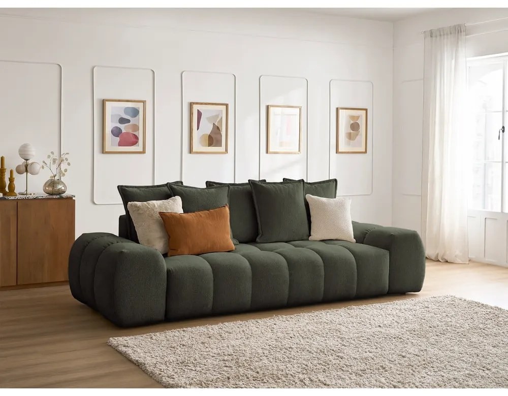 Zielona sofa z tkaniny szenilowej 278 cm Everest – Bobochic Paris