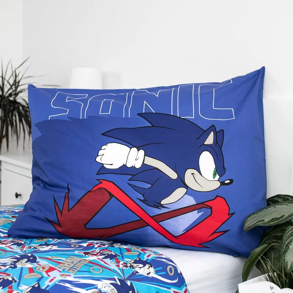 Niebieska bawełniana pościel dziecięca jednoosobowa 140x200 cm Sonic "Let´s go" – Jerry Fabrics