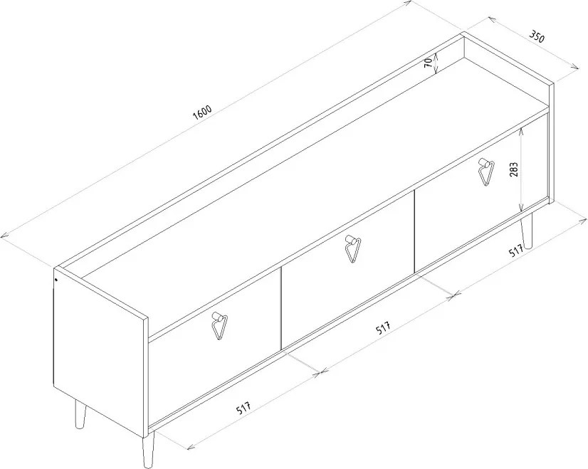 Stolik pod telewizor PIENA 160 cm, antracytowy