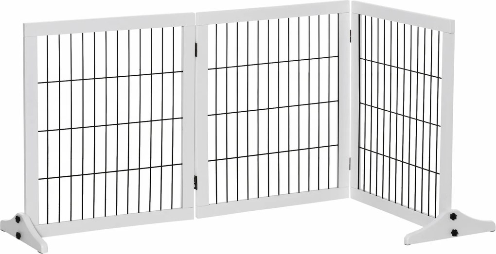 PawHut Barierka Ochronna dla Psów Drewniana Bramka Biała Sosnowa 185x36x71cm | Aosom PL